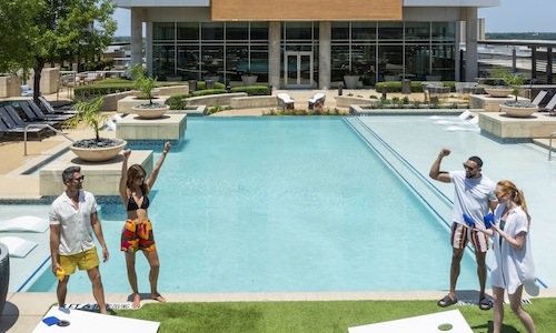Private Events at Vero West Village people by a pool