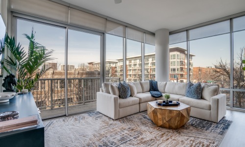 Find your perfect fit at Vero West Village large living area with city skyline views