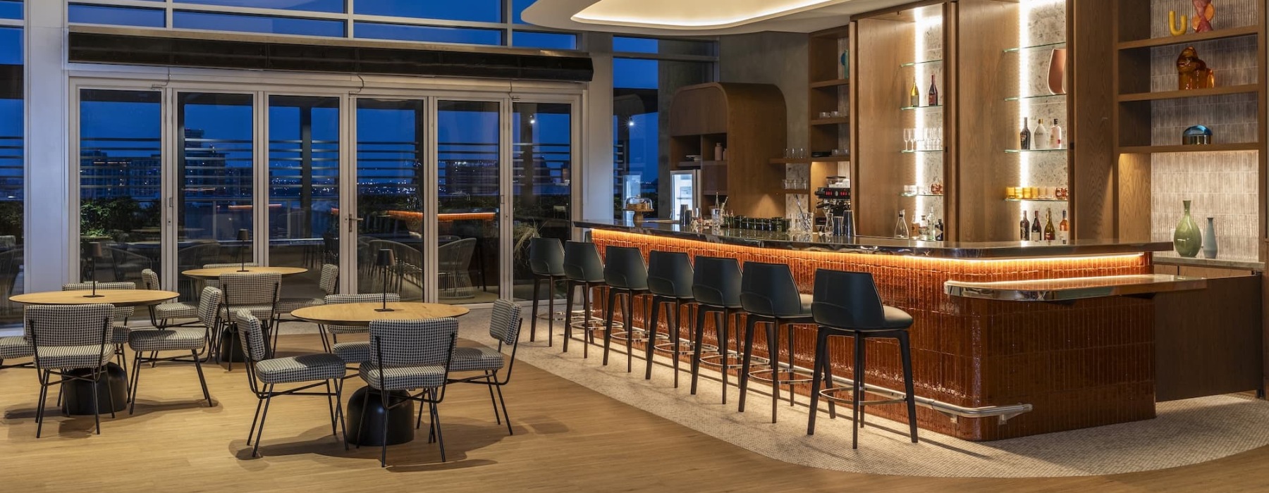 gathering area with bar style seating