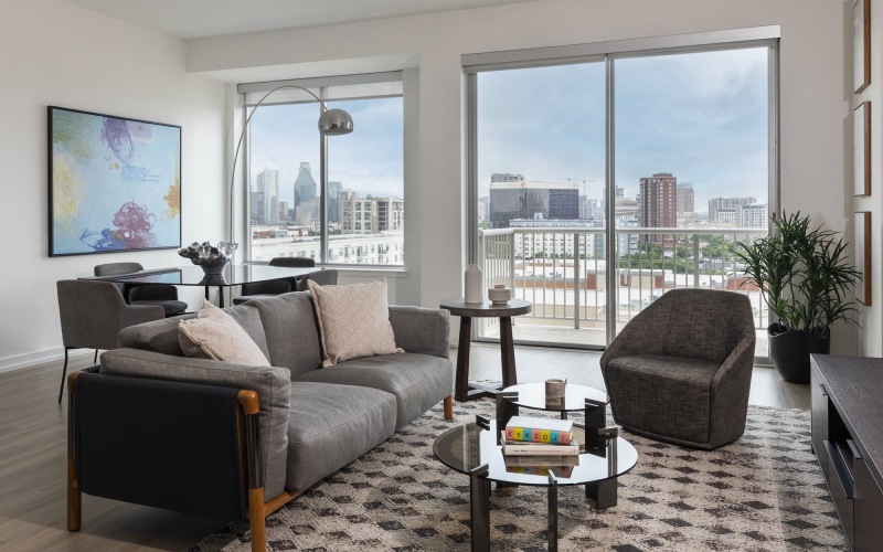 living area with city views